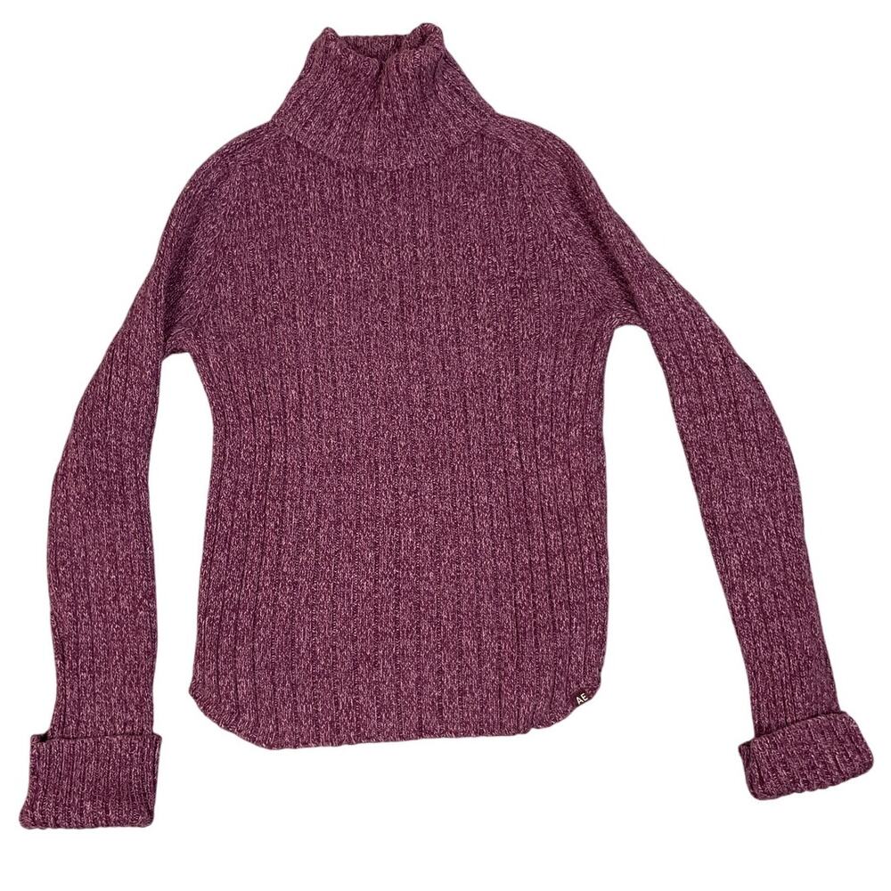American Eagle Womens Size S Purple Ribbed Turtleneck Sweater